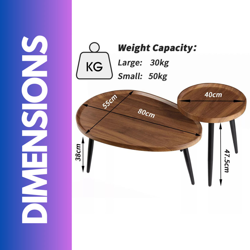 Adriyanna 2PC Nesting Tables Industrial Rustic Brown Living Room Furniture