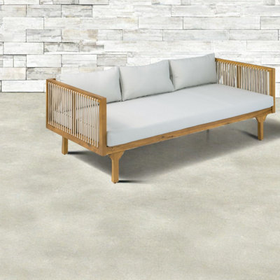 Spacious Patio Sofas, Acacia Wood Rope Modern Seating For Backyard