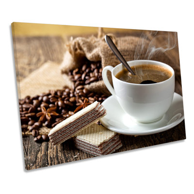 Coffee Kitchen Cup Beans - Wrapped Canvas Art Prints