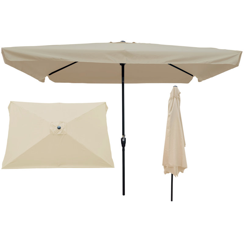 Parasol de patio rectangulaire 10 po x 6,5 pi, brun clair, aéré et confortable