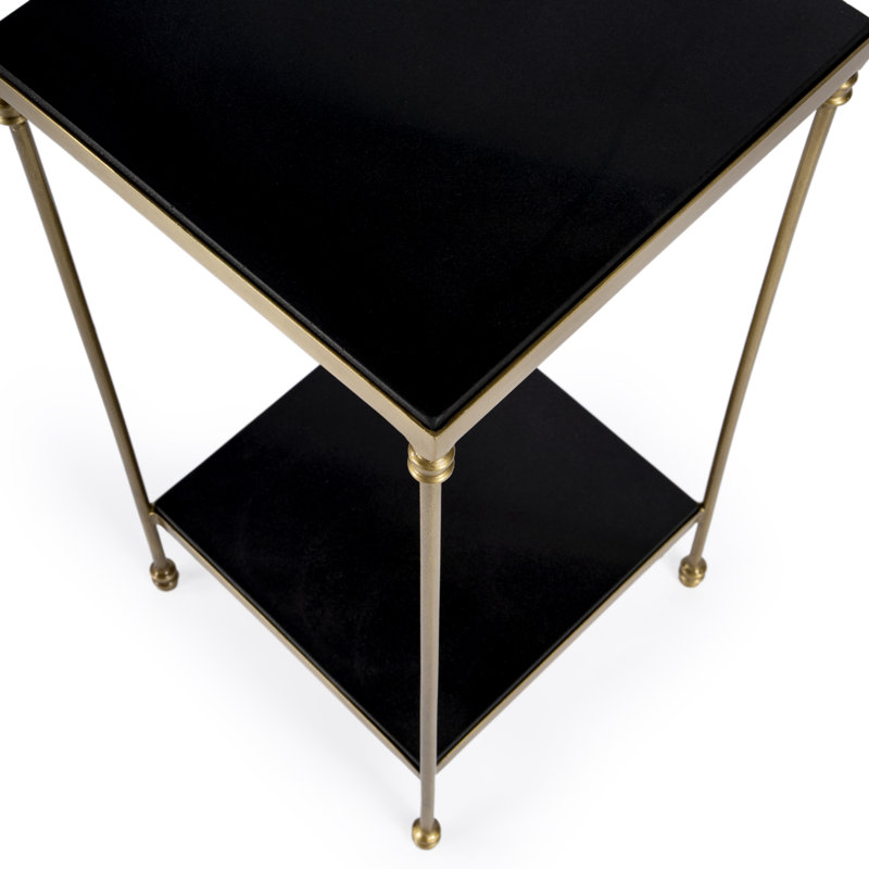Imogen Iron and Granite Side Table, Black/Gold