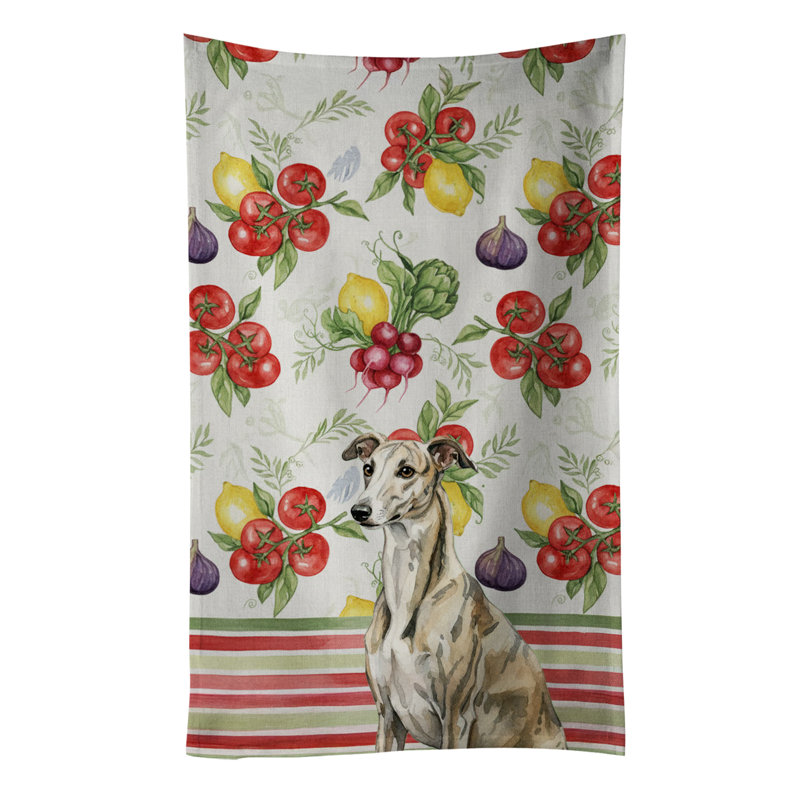 Brindle Whippet Vegetables Kitchen Towel, Brindle Whippet