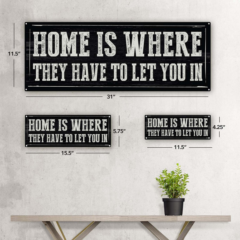 Décoration murale amusante «Home is Is Where», H 5,75 po x l 15,5 po x P 0,04 po