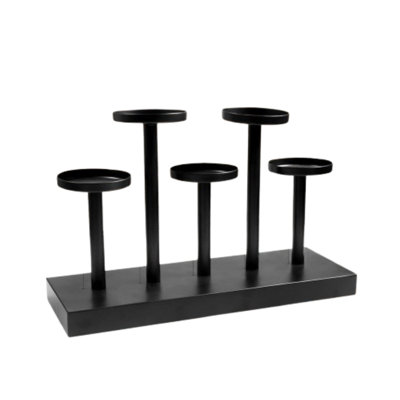 Modern Black 5-arm Metal Candle Holder