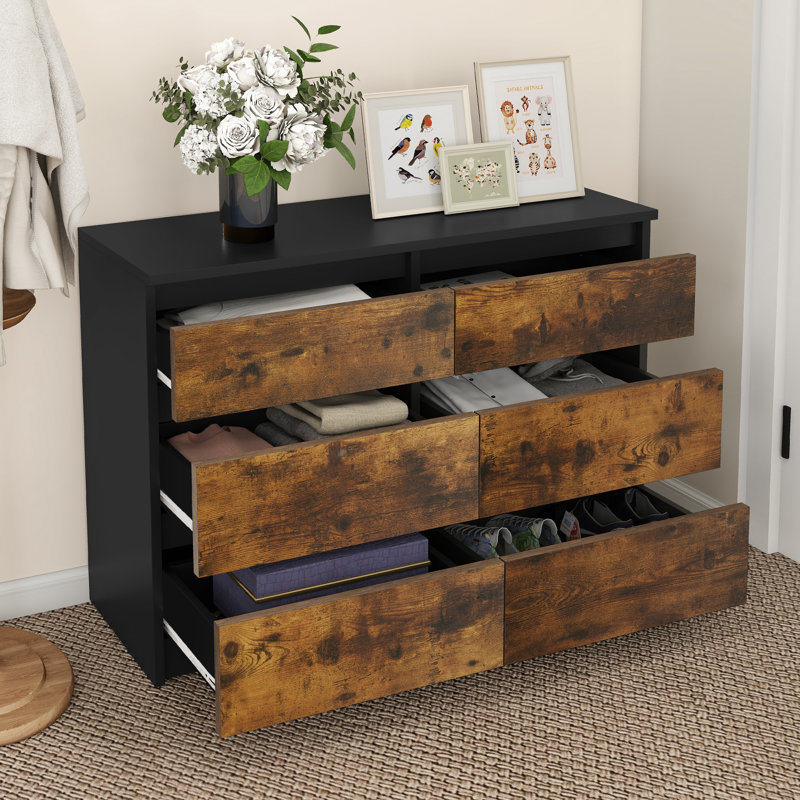 100 cm W Chest of 6 Drawers, Brown