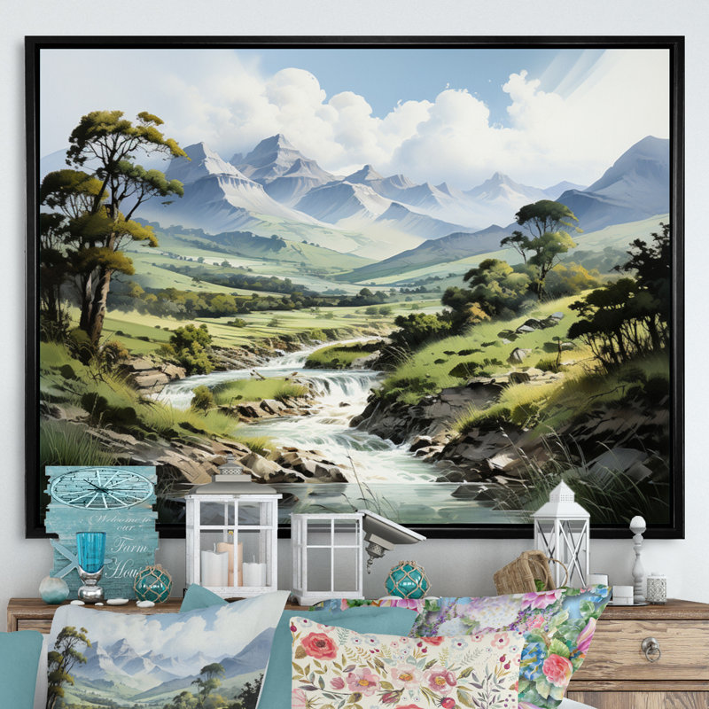 " Dominican Mountain Breezes II ", Black Floater Framed, 30" H x 40" W x 1.5" D