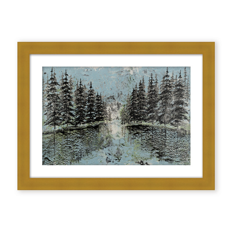 Nature Inspired "Evergreen Reflection" Canvas Wall Art By Karen Biery, 12" H x 16" W, Framed Print, White