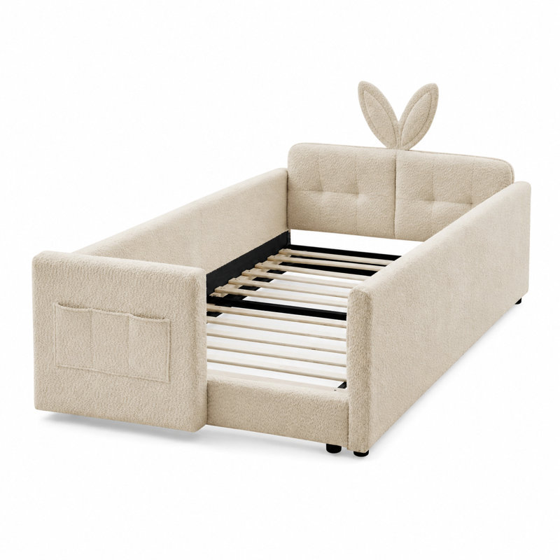 Lit simple tapissier Cozy Modern, Chameau