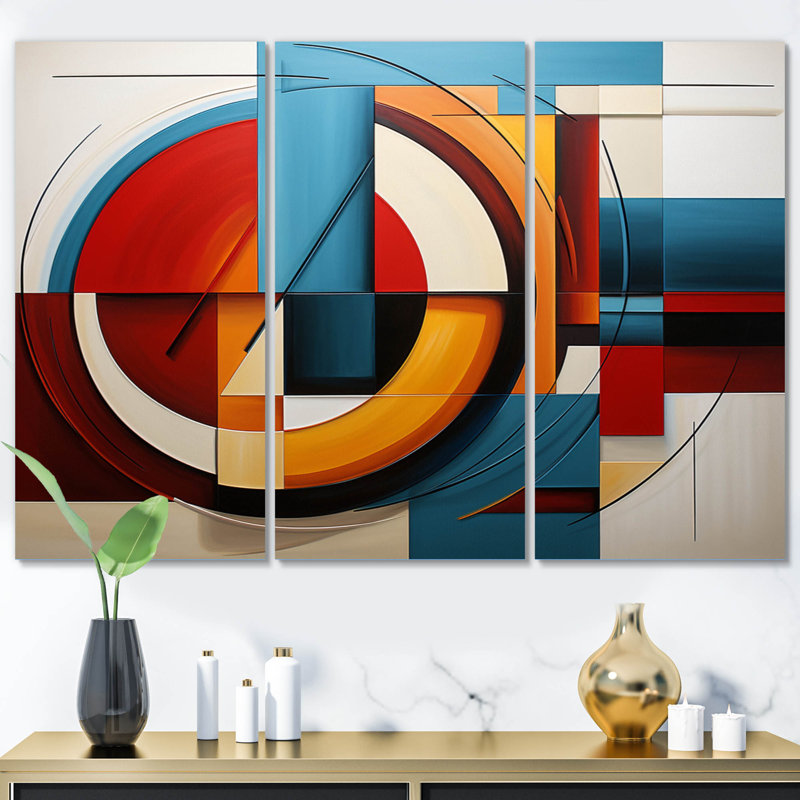 «Hardedge Geometric I», reproduction sur toile tendue de 3 pièces, H 40 po x l 60 po