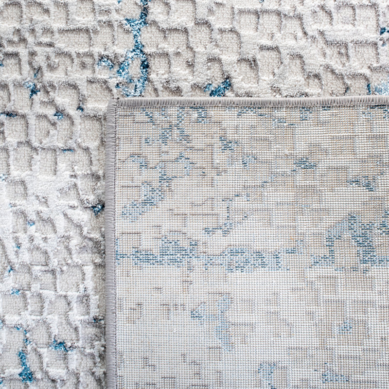Amelia Grey and Blue Synthetic Easy Care Area Rug