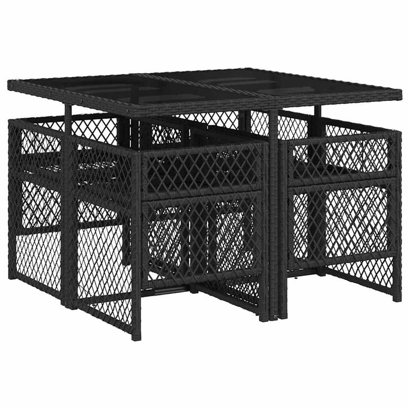 Patio Dining Set with, Cream White, Black