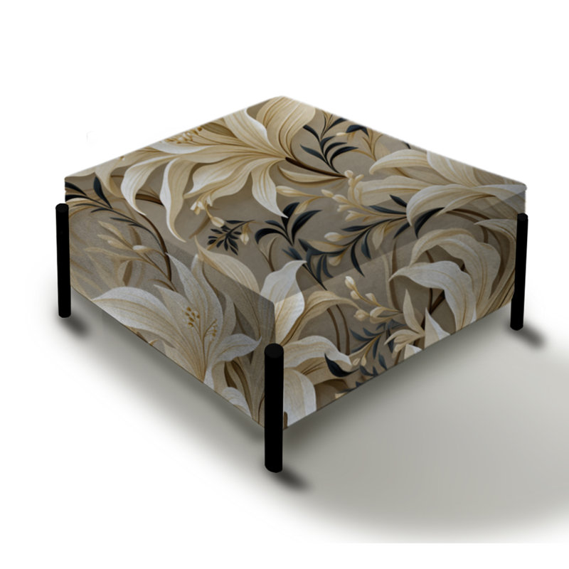 Driftwood Zen Tropical Motif II - Grand repose-pieds carré tropical