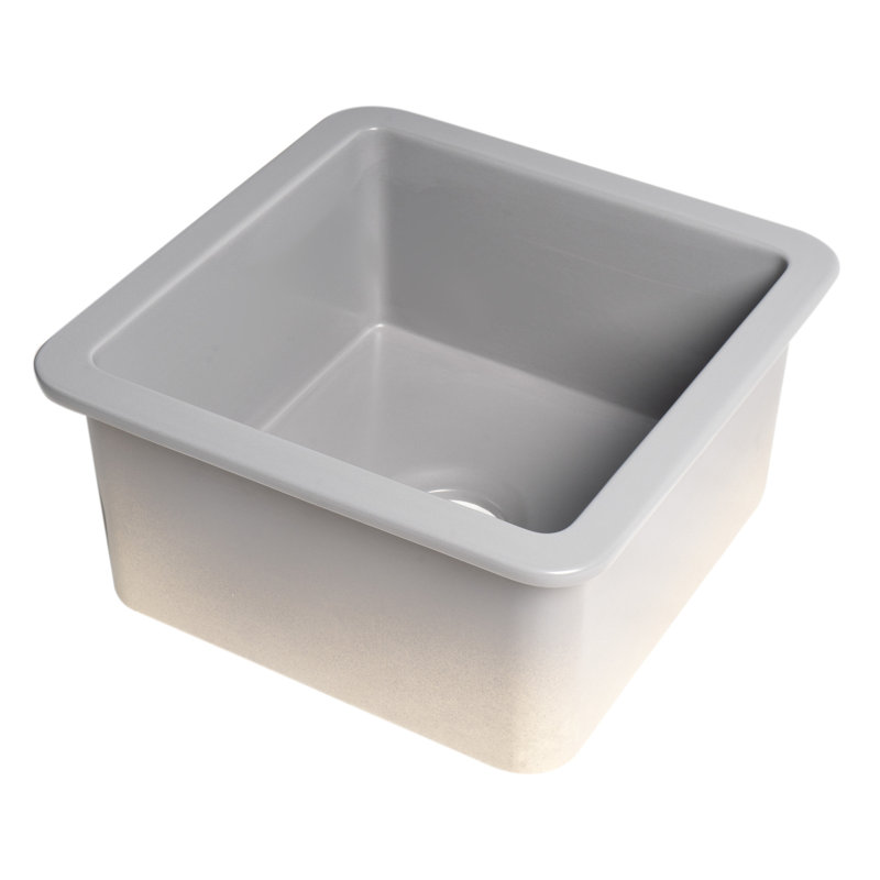 18'' L Single Bowl Fireclay Kitchen Sink, Gray Matte