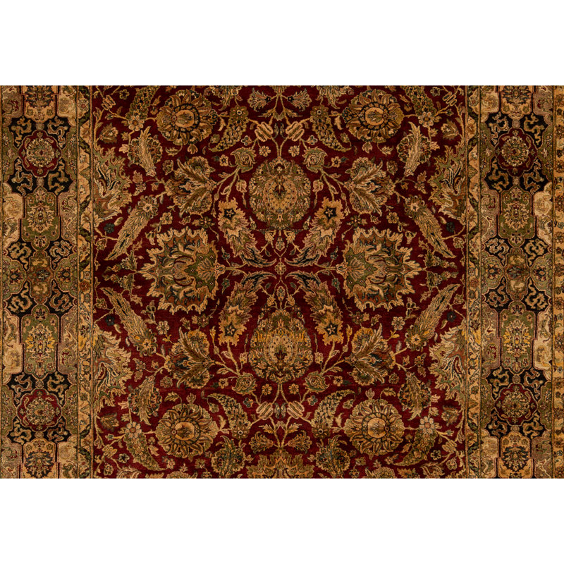 Hand Knotted Wool Area Rug in Red And Black
