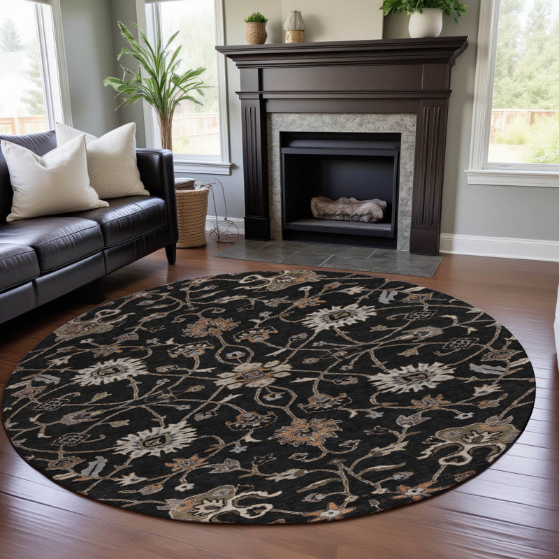 Premium Machine Washable Krause AMF1137 Global Rug, Round 8'