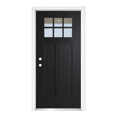 Durable Black FRP Exterior Doors, 36 x 80 Craftsman 6 Lite Home Entry