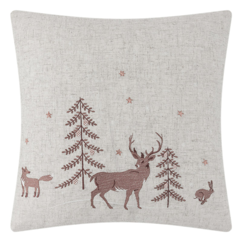 Christmas Decorative Throw Pillow Cover Embroidered Pillowcase 18x18 Inch