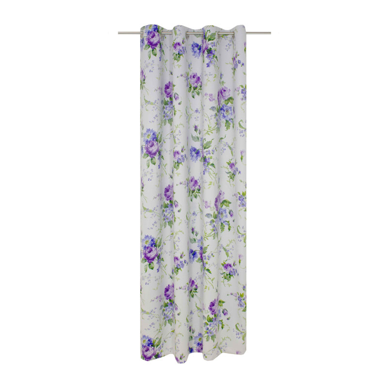 Pansy Blackout Curtain Single Panel, 145cm Width x 180cm Drop, Purple and blue