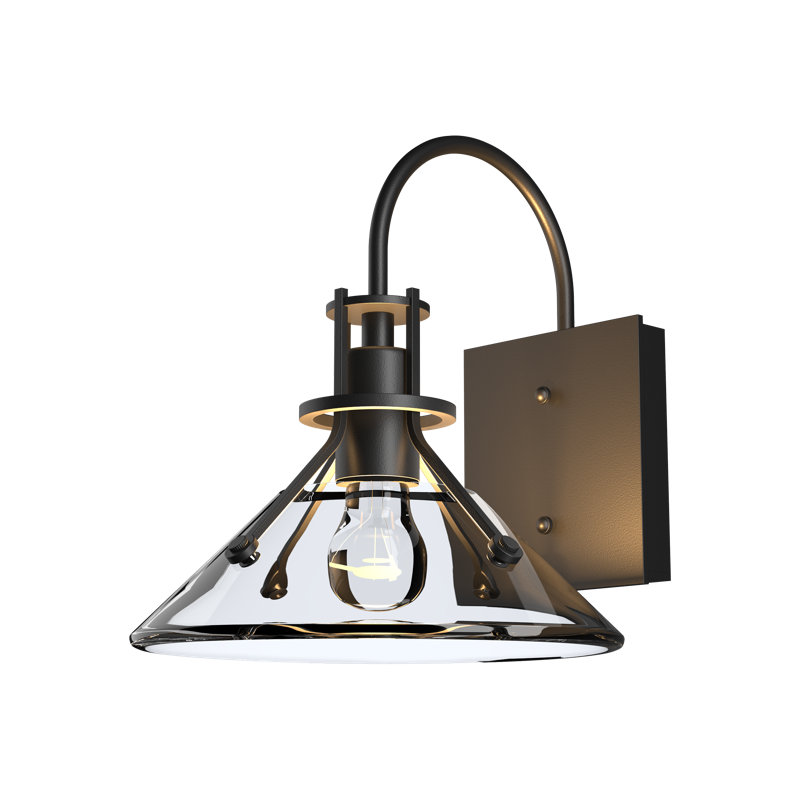 Luminaire de grange d'extérieur Henry, Noir bord de mer, Verre transparent, H 10,5 po x l 9,2 po x P 10,4 po