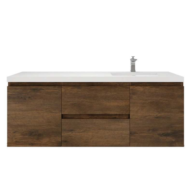 Single Bathroom Vanity with Acrylic Top, Rosewood