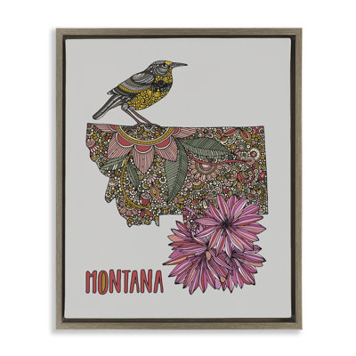Floral Montana State Framed Floater Canvas Wall Art by Valentina Harper