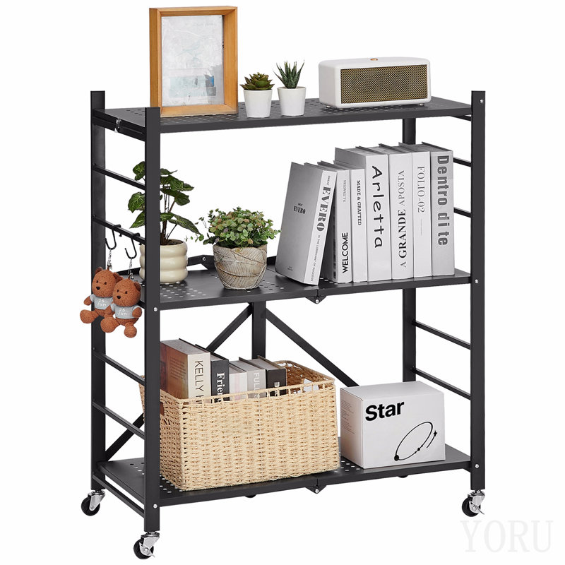 Étagère de rangement pliable à 3 niveaux avec roulettes 30 po x 13 po x 36 po
