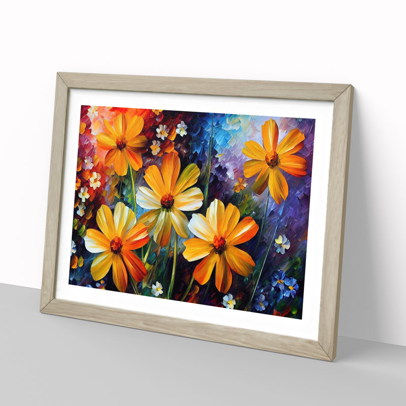 XH1022-6711X Painted Wildflowers Vol.5 Abstract 1 Piece Single Picture Frame Wall Art, 25cm H x 34cm W x 2cm D, Oak