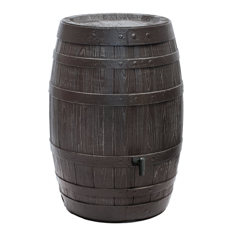 Union Rustic 250L Polyethylene Plastic Rain Barrel and Hose