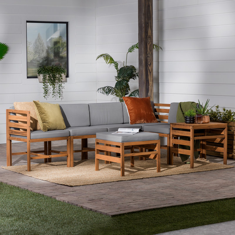 Acacia 5 - Person Patio Conversation Set with Cushions, Gray