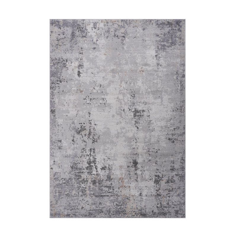 6X9 Abstract Area Rug, Ivory/Taupe, Rectangle 6'7" x 7'9"