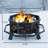 Octagonal Black Wrought Iron Fire Basin With Foot Pedal For Stability And Practicality; Five-pointed Star Ventilation Design; Designed For Burning Firewood; Suitable For Outdoor Heating And Barbecues.
