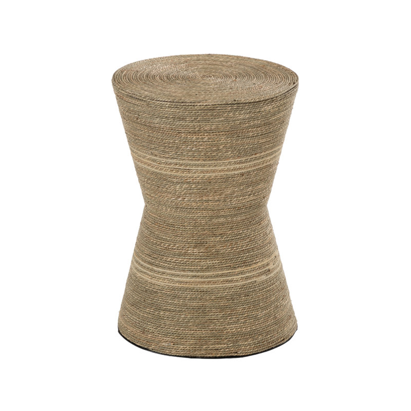 Cole and Grey Seagrass Handmade Woven Brown Side End Accent Table with Hourglass Shape