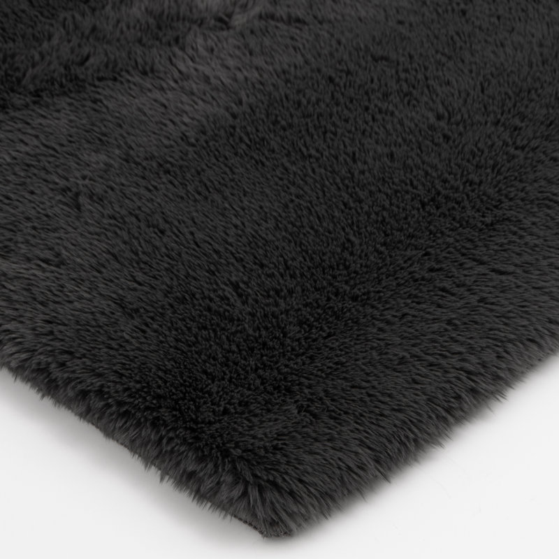 Mercer41 Danika Black Solid Polyester Indoor Area Rug, Rectangle 7'6" x 9'6"