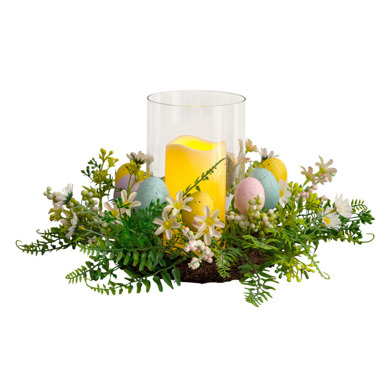 8In. Artificial Easter Candle Holder Arrangement