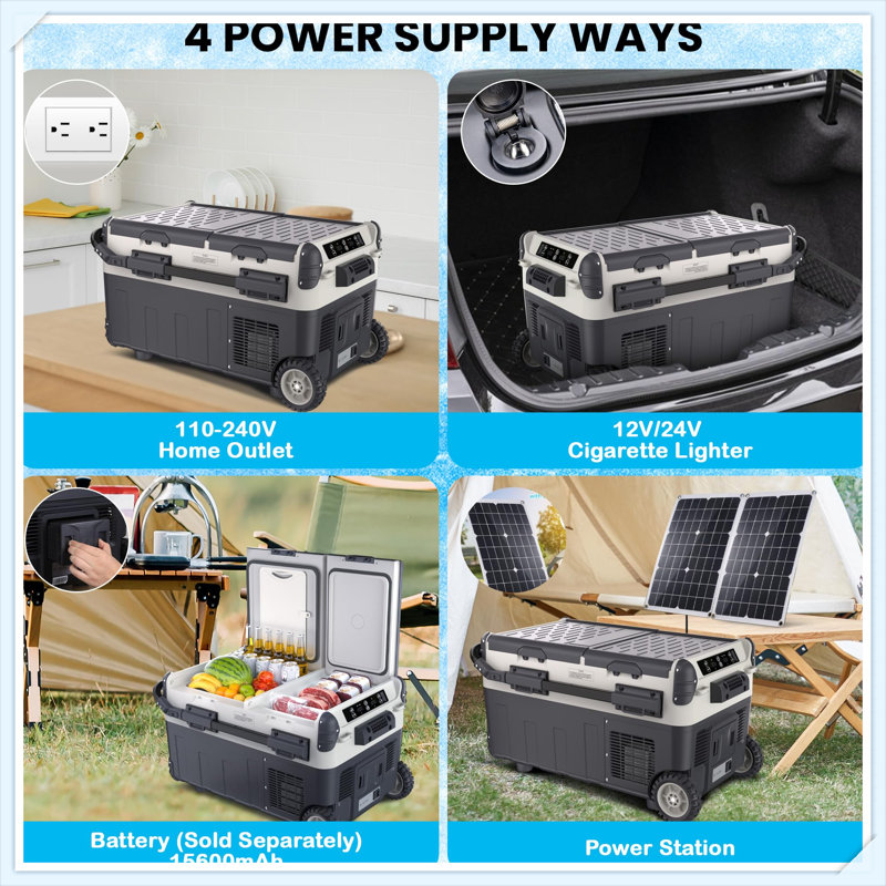 32QT (30L) 12V Car Fridge Freezer, -4℉-68℉, Dual Zone, Bluetooth Control, Fast Cooling, Wheels for SUV, RV, Truck, Camping, Travel
