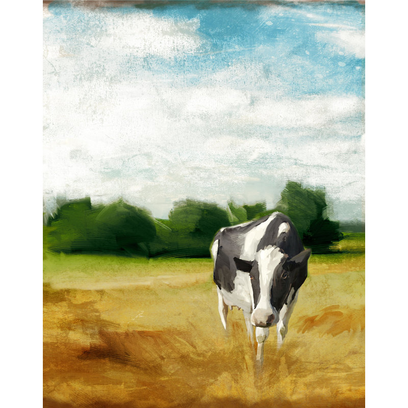 Cow Field - Painting Print, 122 cm H x 81 cm W , Wrapped Canvas