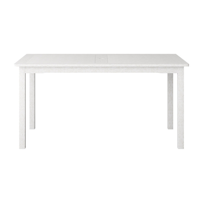 Gwenda Rectangular Outdoor Dining Table With Umbrella Hole , 59'' in. W 35.5'' in. D, White