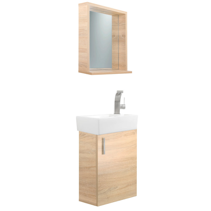 Glassman 18'' Single Bathroom Vanity with Fireclay Top, Oak