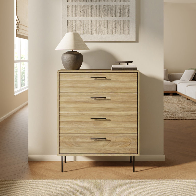 39.2'' H Mid-Century Modern Wave 4-Drawer Dresser