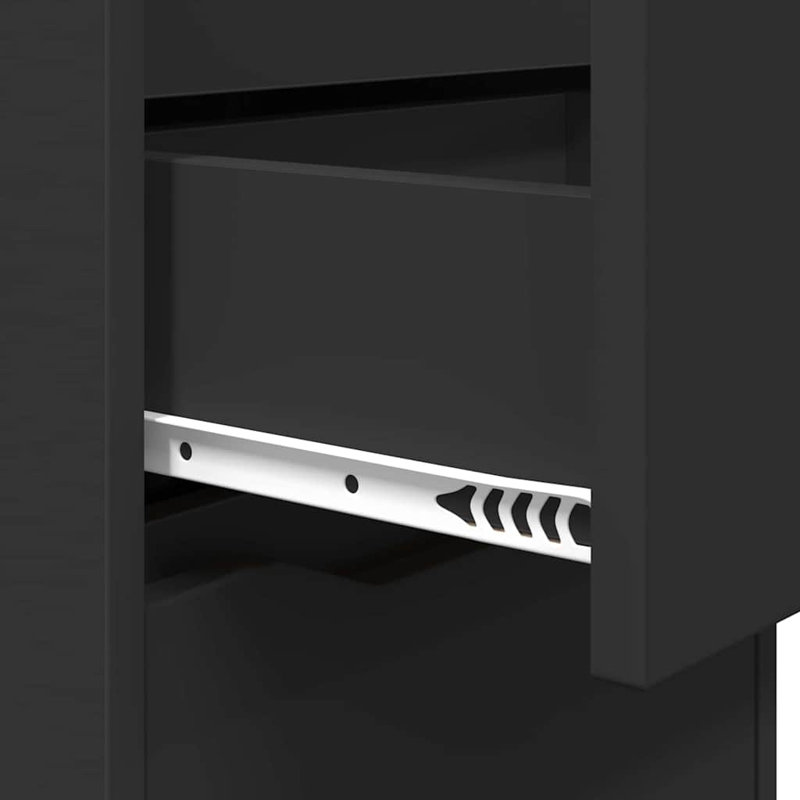 40cm W Manufactured Wood Bedside Table, Black