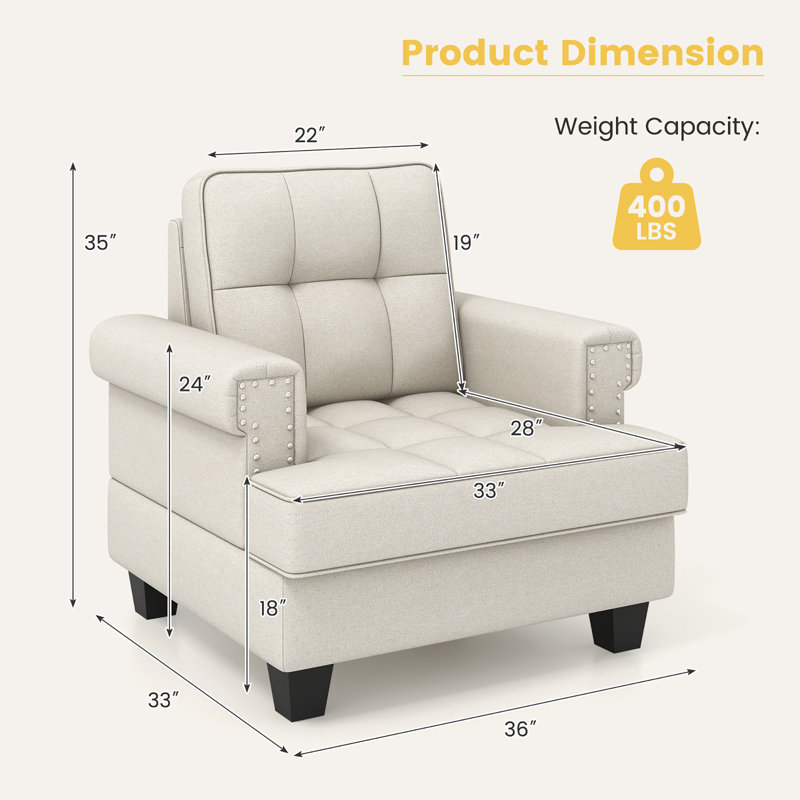 Fauteuil d'appoint Winston Porter, Tissu beige