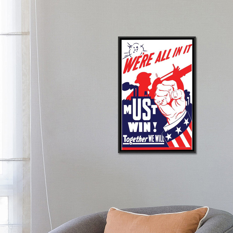 « wwii propaganda poster i », affiche rétro sur toile, H 26 po x l 18 po x P 1,5 po, Toile avec cadre noir, Pas de tapis
