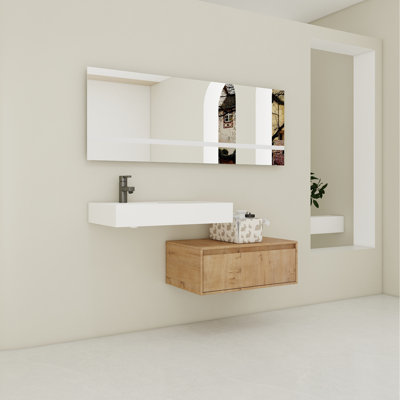Meuble-lavabo en résine élégant et pratique pour salle de bain avec rangement