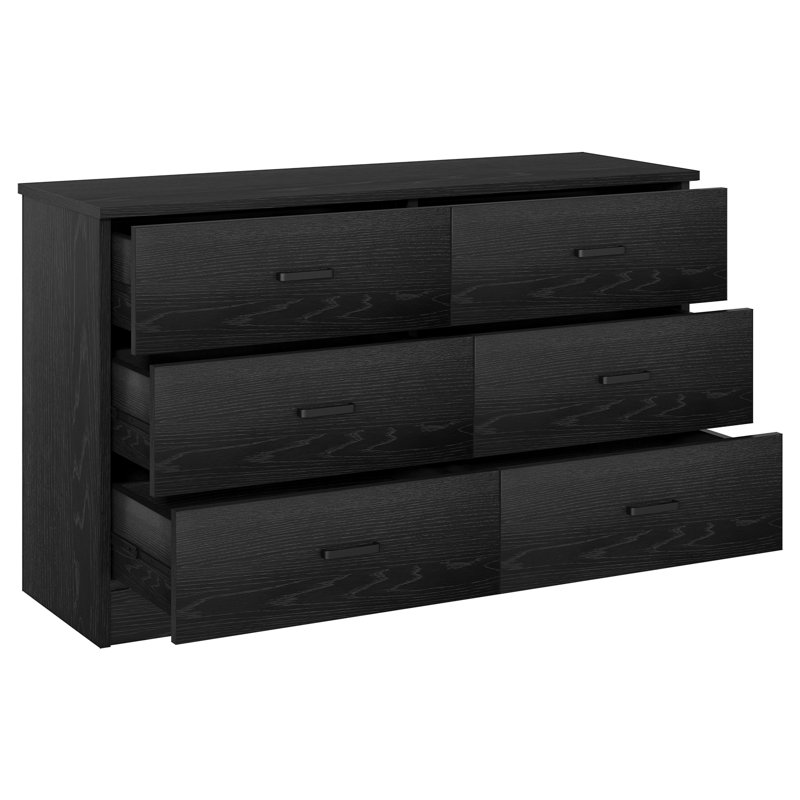 Kanagy 6 Drawer Double Dresser, Wood Storage Cabinet with Easy Pull Out Handles for Living Room,Chest of Drawers for Bedroom