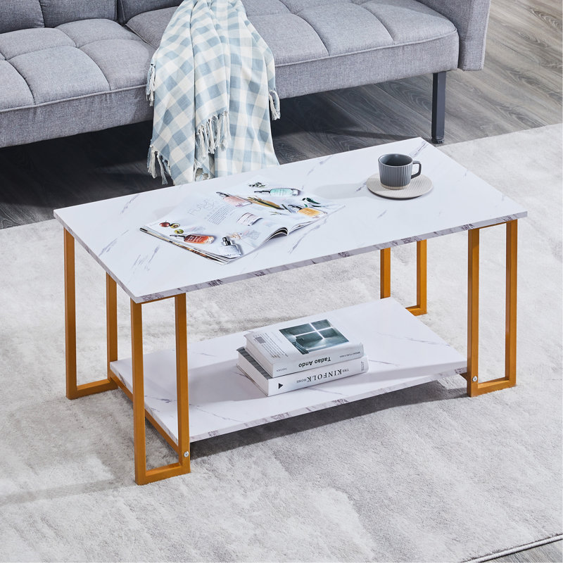 Table basse pour salle à manger, café, restaurant, Blanc, Or