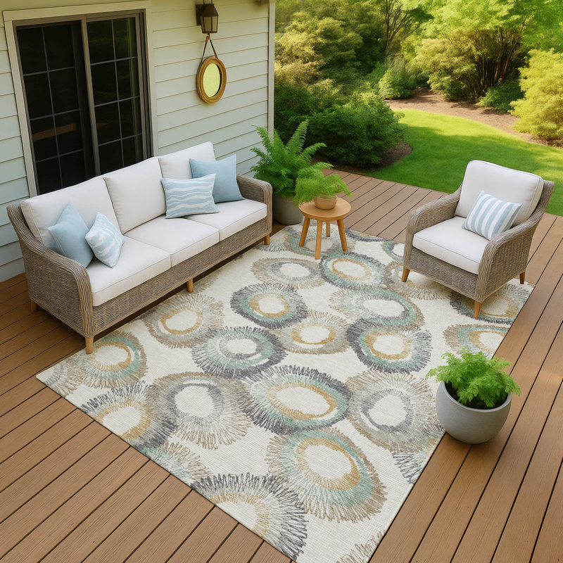 Machine Washable Indoor/Outdoor Corbin ACN2278 Geometric Rug, Rectangle 10 pi x 14 pi