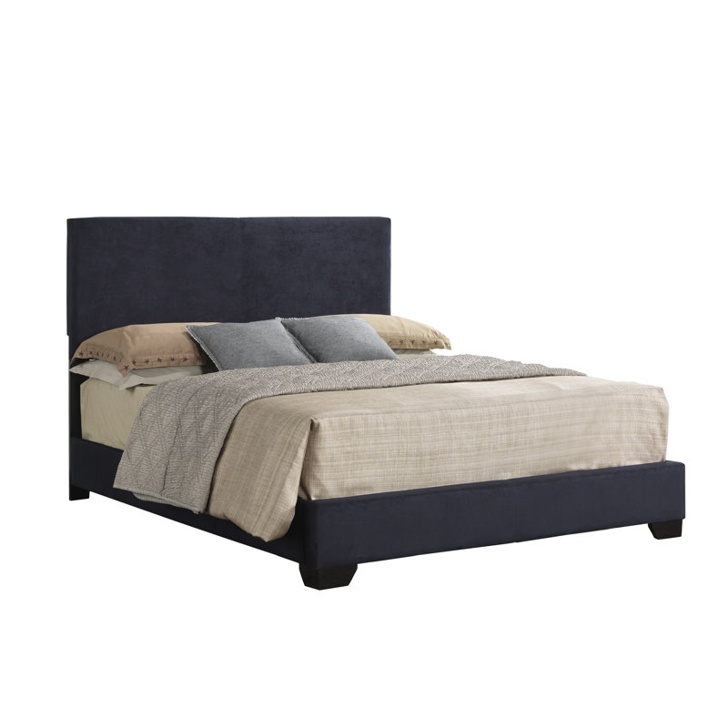 Upholstered Low Profile Standard Bed, Queen, Black 1