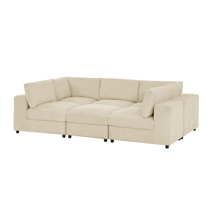 Canapé modulaire réversible en velours côtelé, Velours côtelé beige, 33.05" H x 104.05" W x 122.05" D