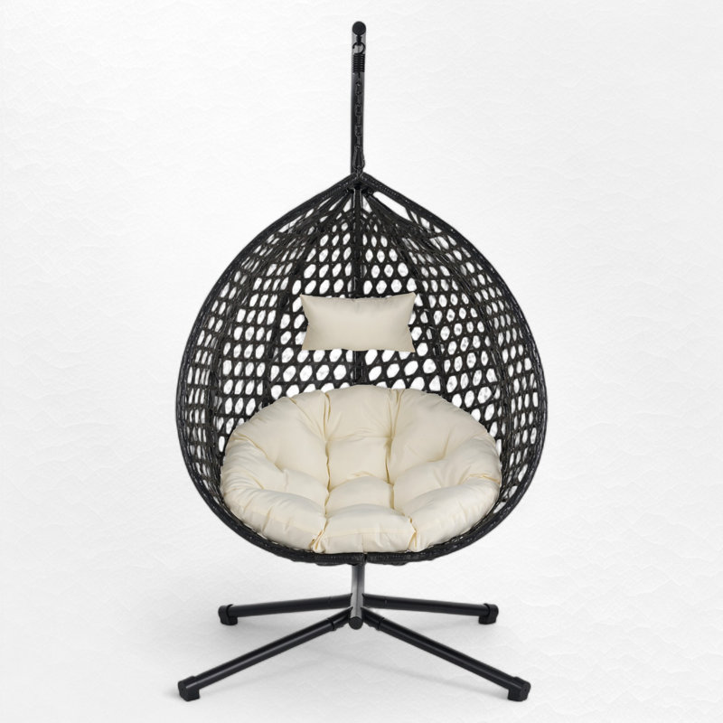 Balancelle d'extérieur / intérieure avec support, Noir, Beige