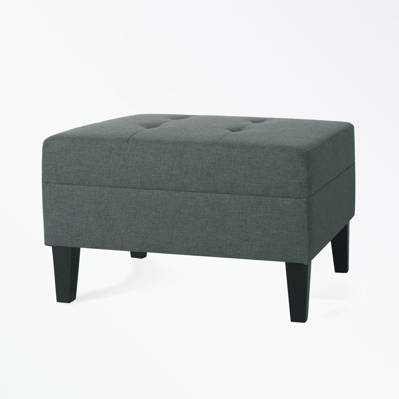 Anjuman Upholstered Ottoman, Charcoal Polyester, Charcoal 
